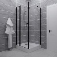 Душевое ограждение Йота-Блэк, 90х90, квадр, подд