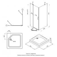 Душевое ограждение Йота-Блэк, 90х90, квадр, подд