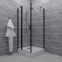 Душевое ограждение Йота-Блэк, 90х90, квадр, подд
