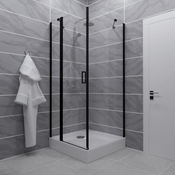 Душевое ограждение Йота-Блэк, 90х90, квадр, подд