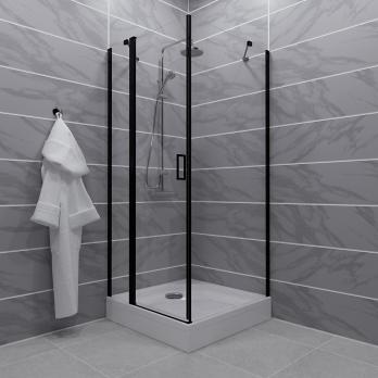 Душевое ограждение Йота-Блэк, 90х90, квадр, подд