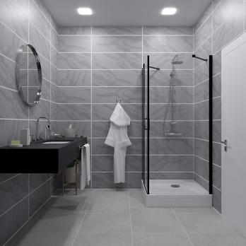 Душевое ограждение Йота-Блэк, 90х90, квадр, подд