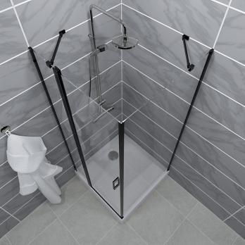 Душевое ограждение Йота-Блэк, 90х90, квадр, подд