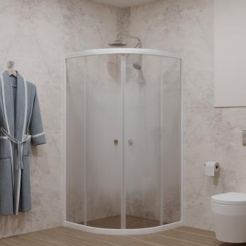 Душевое ограждение (без поддона) Стандарт 100х100 полукруг (полосы, лайт, мозайка)