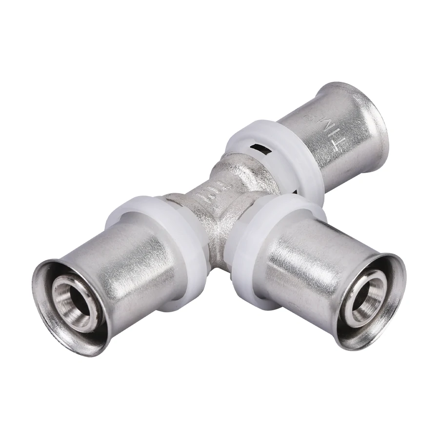 Пресс-фитинг. Тройник никелированный   32*20*20