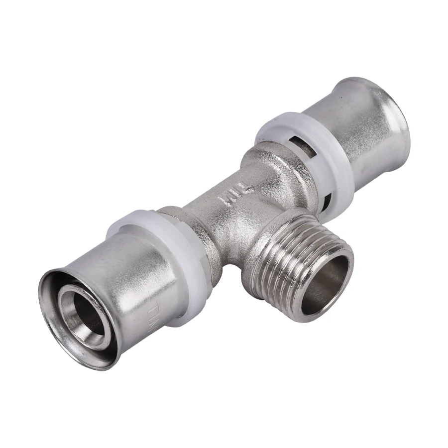 Пресс-фитинг. Тройник  никелированный 26 * 3/4" ш * 26