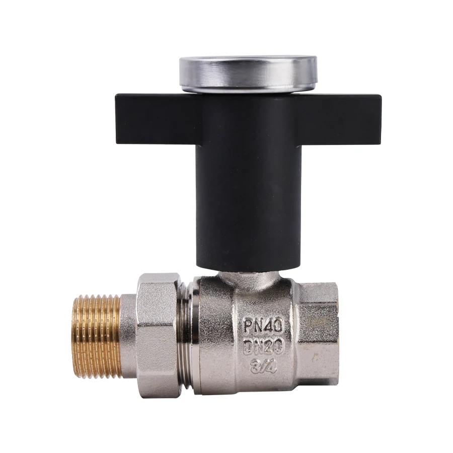 Кран шаровой с накидной гайкой ,  c термометром 1