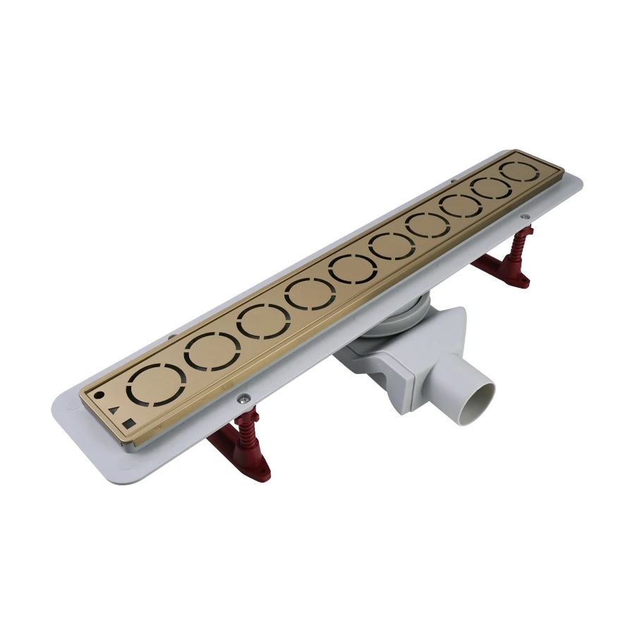 Душевой лоток с решеткой, (сухой +гидрозатвор), золотой сатин 800*70