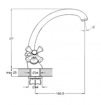 Смеситель для кухни 2-Х гайка QTZ4-B827