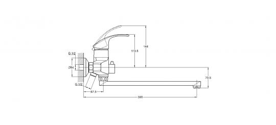 Смеситель для ванны 1-Х с длин. изливом Ф40 LWZ7-A182
