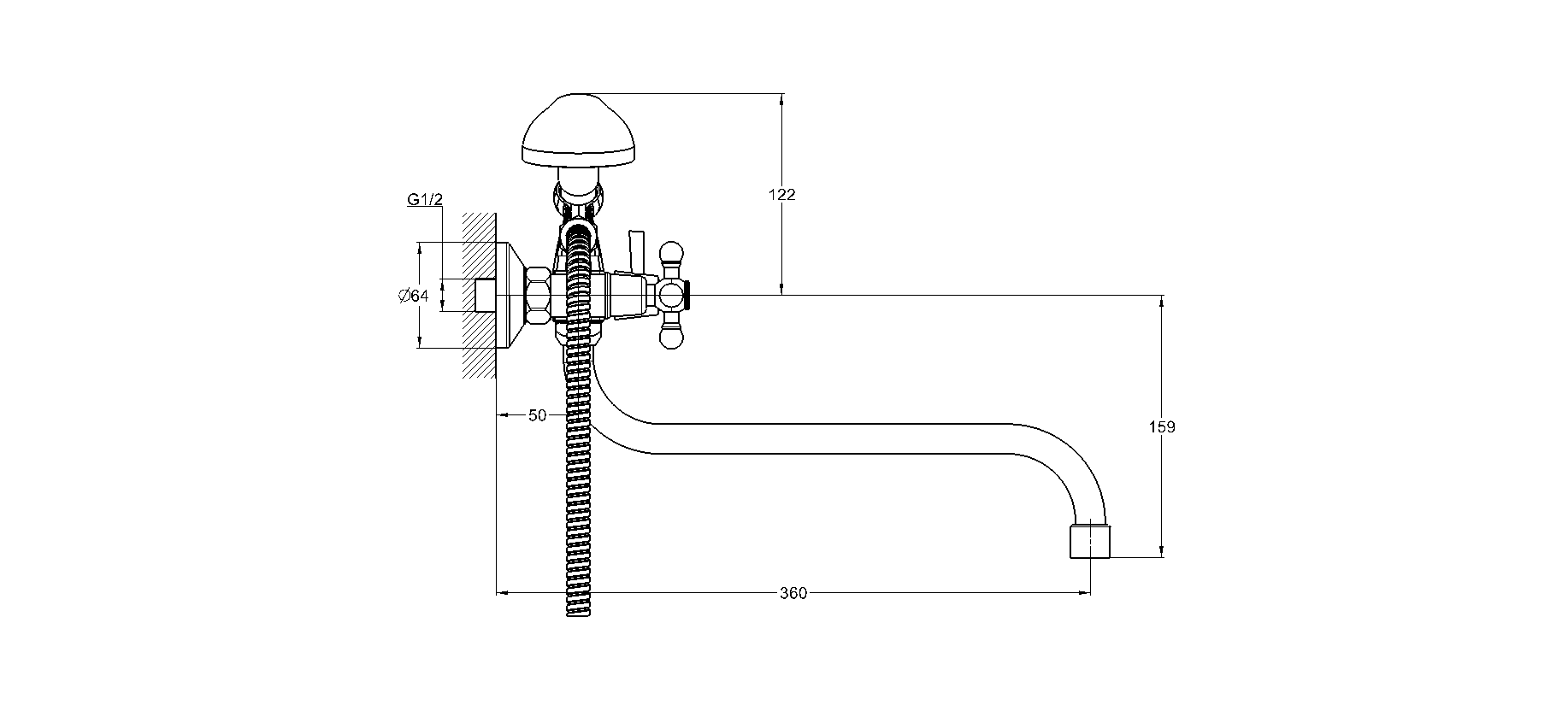 Смеситель для ванны 2-Х с кругл. изливом JML7-A605