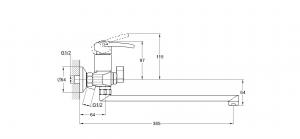 Смеситель для ванны 1-Х с длин. изливом Ф40 LWF7-A113