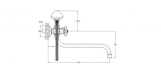 Смеситель для ванны 2-Х с кругл. изливом, QMT7-A827