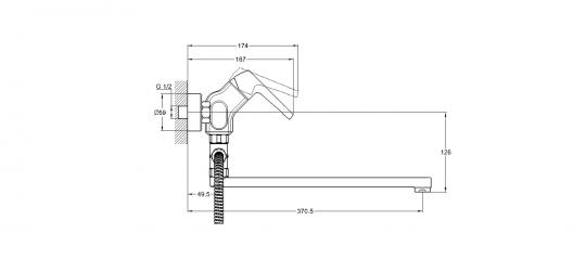 Смеситель для ванны 1-Х с длин. изливом, диверт. Ф35 LEF6-A232