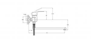 Смеситель для ванны 1-Х с длин. изливом, диверт. Ф35 Ф40 ZDN6-A183