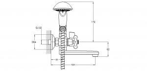 Смеситель для ванны 2-Х с литым изливом картр. перекл. QML3-A827