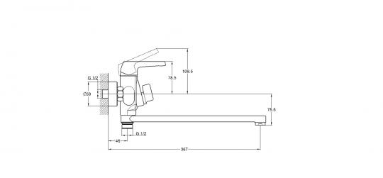 Смеситель для ванны 1-Х с длин. изливом Ф35 LEF7-A232