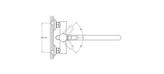 Смеситель для ванны 1-Х с длин. изливом Ф35 черн. NUD7-A045YB