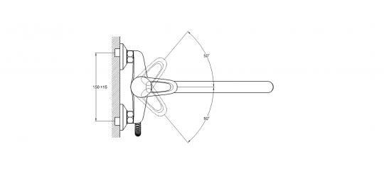 Смеситель для ванны 1-Х с длин. изливом Ф40 KLO7-B048