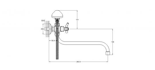 Смеситель для ванны 2-Х с круг. изливом. шар.перекл. QFR7-A827