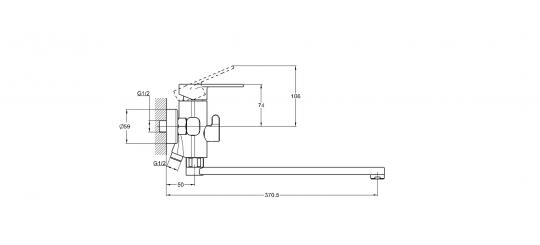 Смеситель для ванны 1-Х с длин. изливом Ф35 NOB7-A128