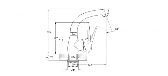 Смеситель для умывальника на гайке Ф35 ZOP1-A045