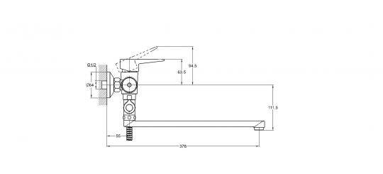 Смеситель для ванны 1-Х с длин. изливом, диверт. Ф35 NUD6-A045