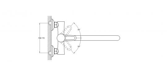 Смеситель для ванны 1-Х с длин. изливом, диверт. Ф35 NUD6-A045