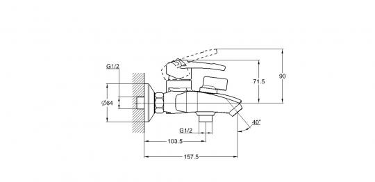 Смеситель для ванны 1-Х с литым изливом Ф35 LWF3-A113
