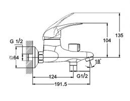 Смеситель для ванны 1-Х с литым изливом Ф40 KLO3-A048