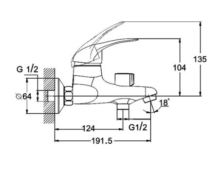 Смеситель для ванны 1-Х с литым изливом Ф40 KLO3-A048