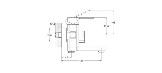Смеситель для ванны 1-Х с корот. изливом Ф35 NEB3-A123