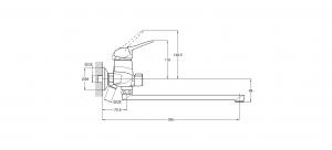 Смеситель для ванны 1-Х с длин. изливом Ф40 KLO7-A048
