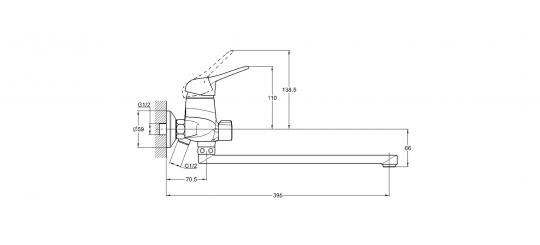 Смеситель для ванны 1-Х с длин. изливом Ф40 KLO7-A048