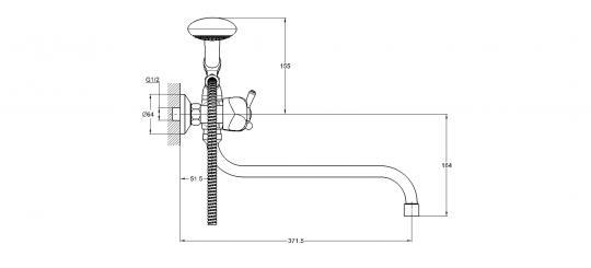 Смеситель для ванны 2-Х с кругл. изливом шар. перекл. QTZ7-B827
