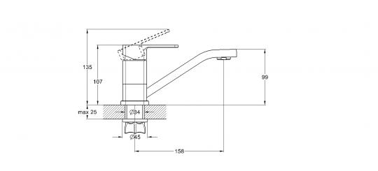 Смеситель для кухни 1-X Ф40 GOR4-B058