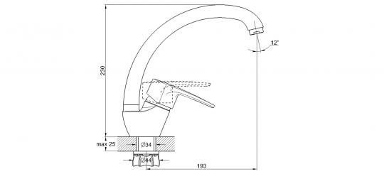 Смеситель для кухни 1-Х гайка, утка сат.8G4-A181KH